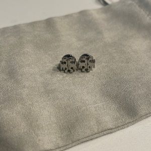 Tory Burch Logo Stud Earrings Silver